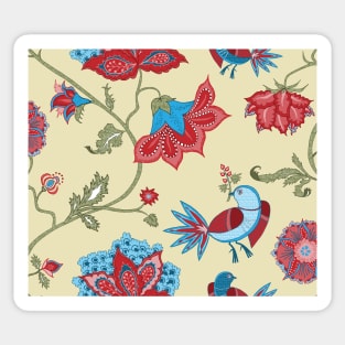 Exotic chintz with bird - beige / multicolor Sticker